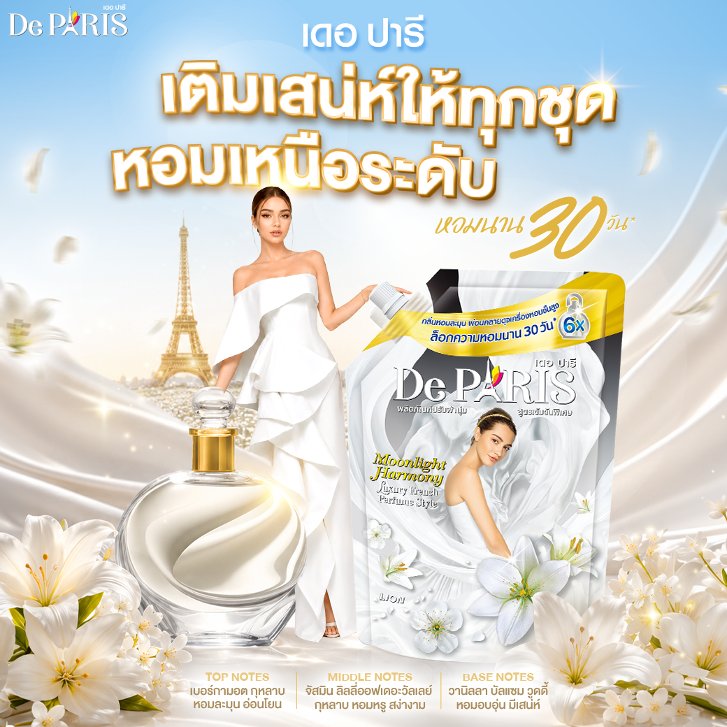 [ยกลัง] De Paris ผลิตภัณฑ์ปรับผ้านุ่ม เดอ ปารี ชนิดถุงเติม 1120 มล. 6 ชิ้น