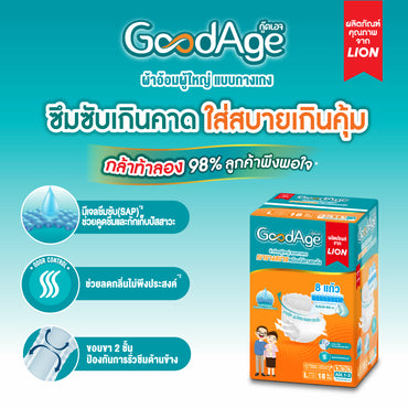 [1 ฟรี 1] Goodage ผ้าอ้อมผู้ใหญ่ เเบบกางเกง 2 แพ็ก